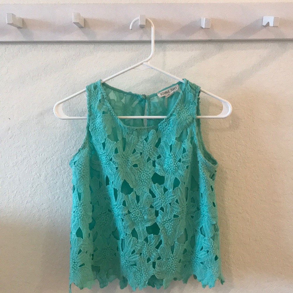 Turquoise lacy tank top